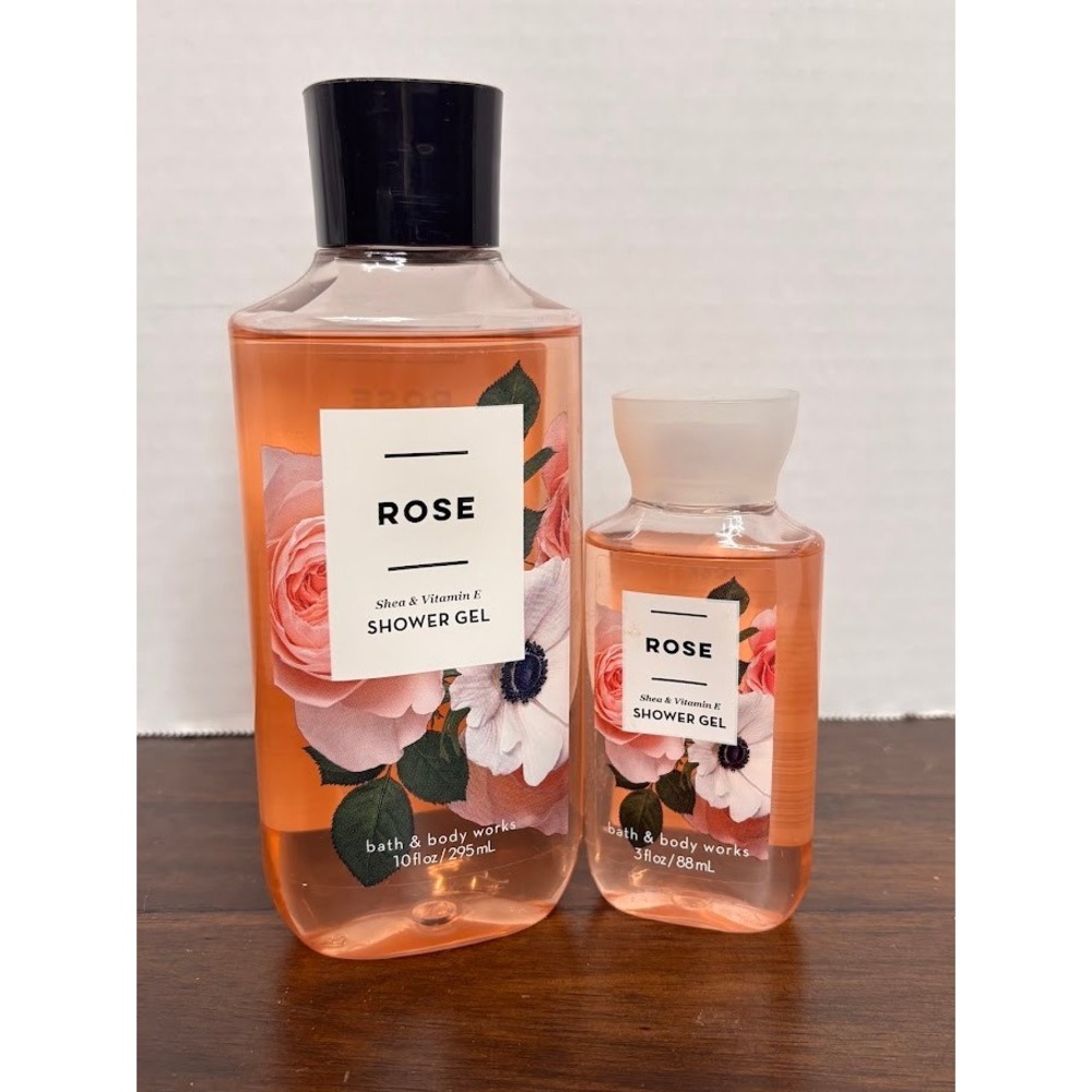 Bath & Body Works Rose Shower Gel Set 10oz Full Size and 3oz Travel Size New